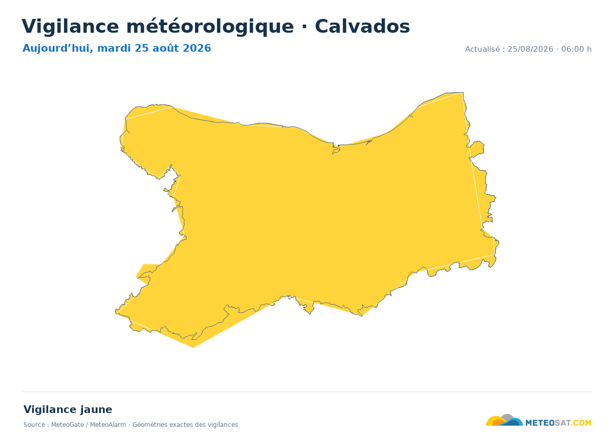 Carte de Vigilance météorologique dans Calvados
