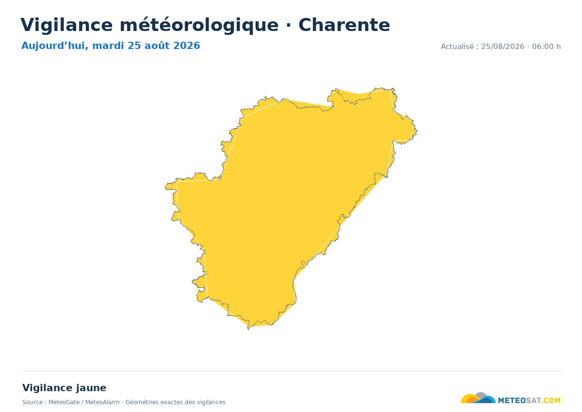 Carte de Vigilance météorologique dans Charente