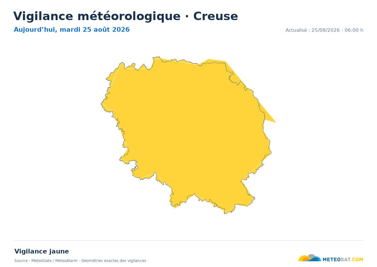 Carte de Vigilance météorologique dans Creuse