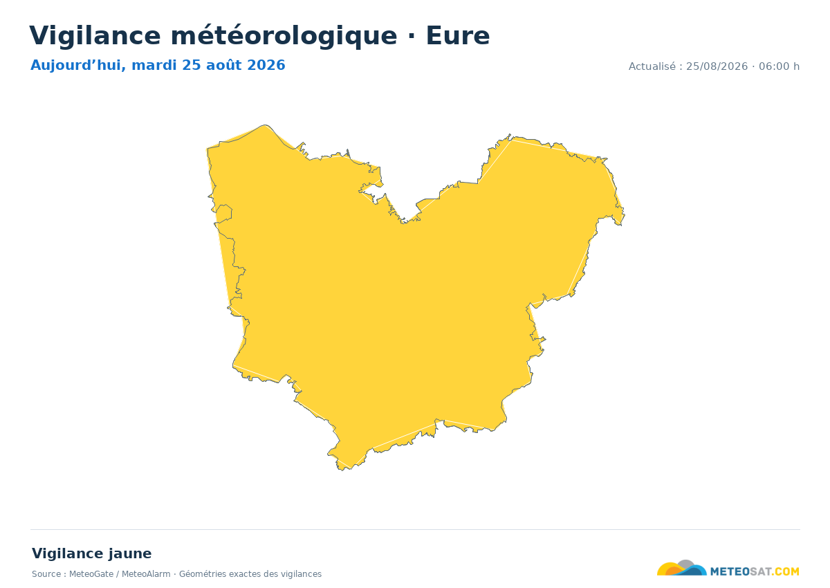 Carte de Vigilance météorologique dans Eure
