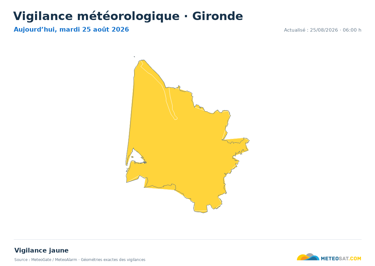 Carte de Vigilance météorologique dans Gironde