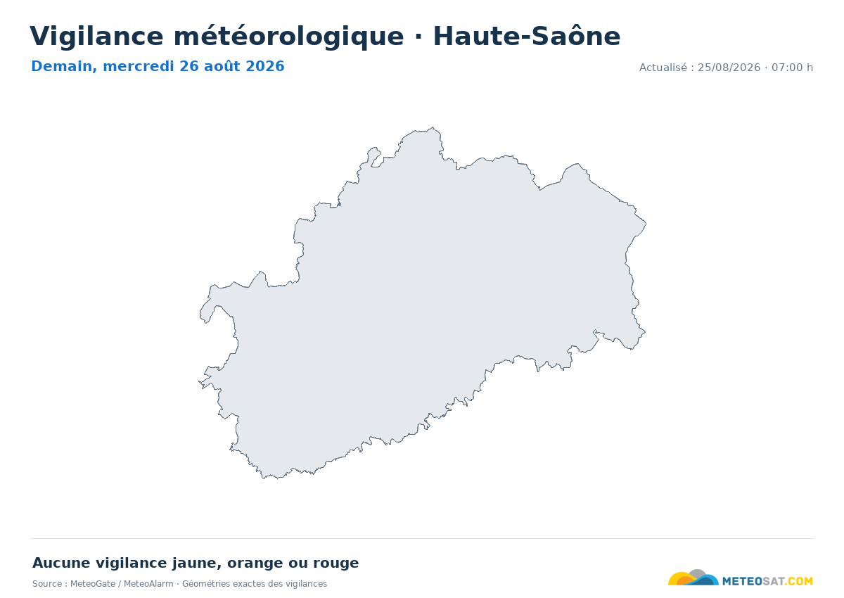 Carte de Vigilance météorologique dans Haute-Saône