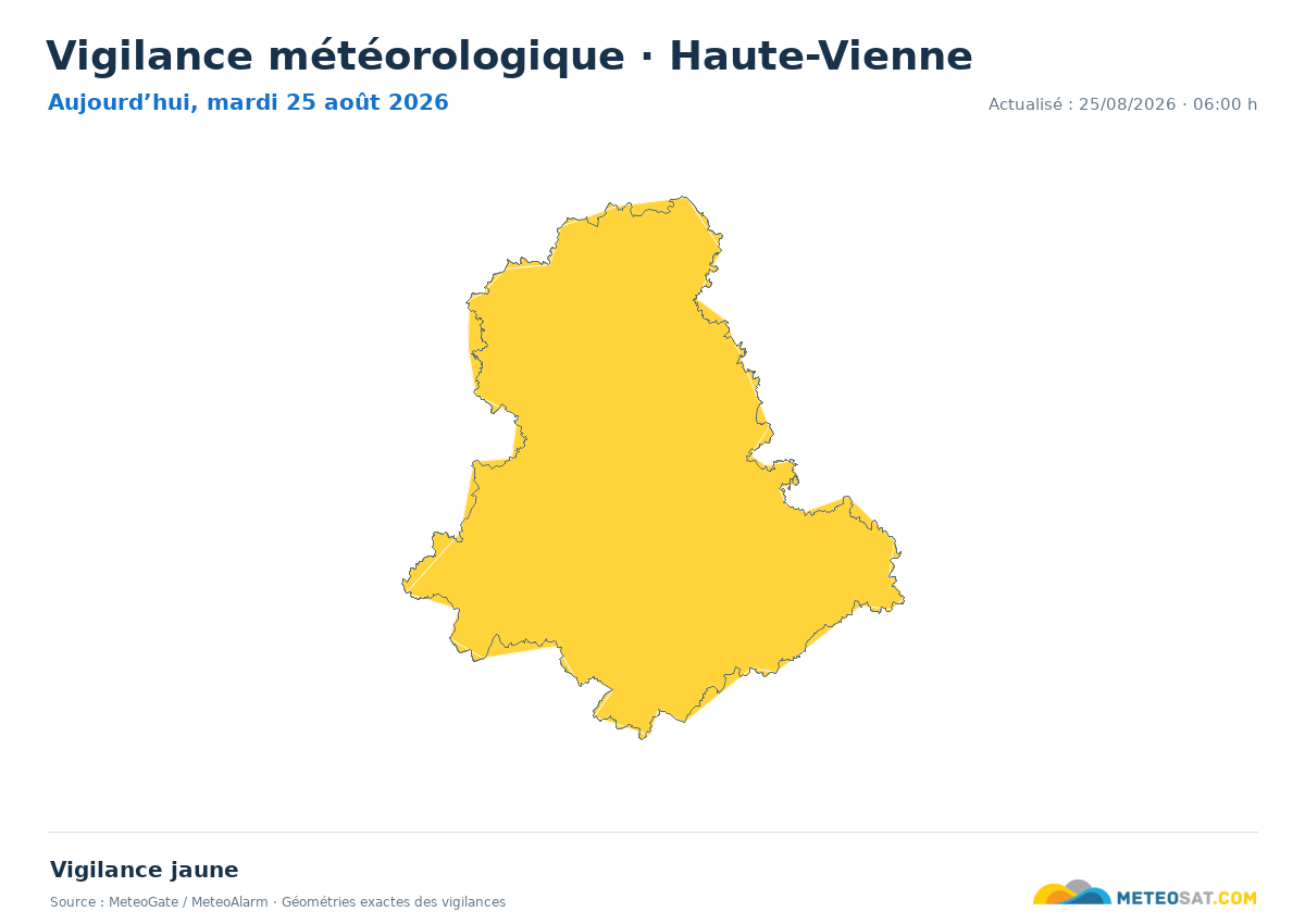 Carte de Vigilance météorologique dans Haute-Vienne
