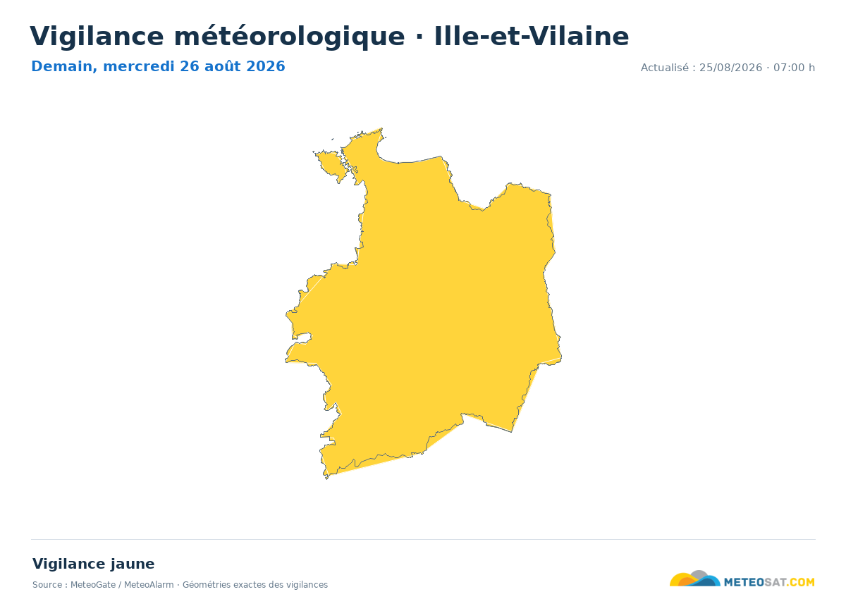 Carte de Vigilance météorologique dans Ille-et-Vilaine