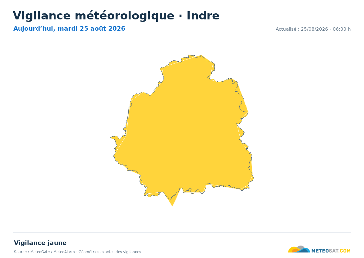 Carte de Vigilance météorologique dans Indre
