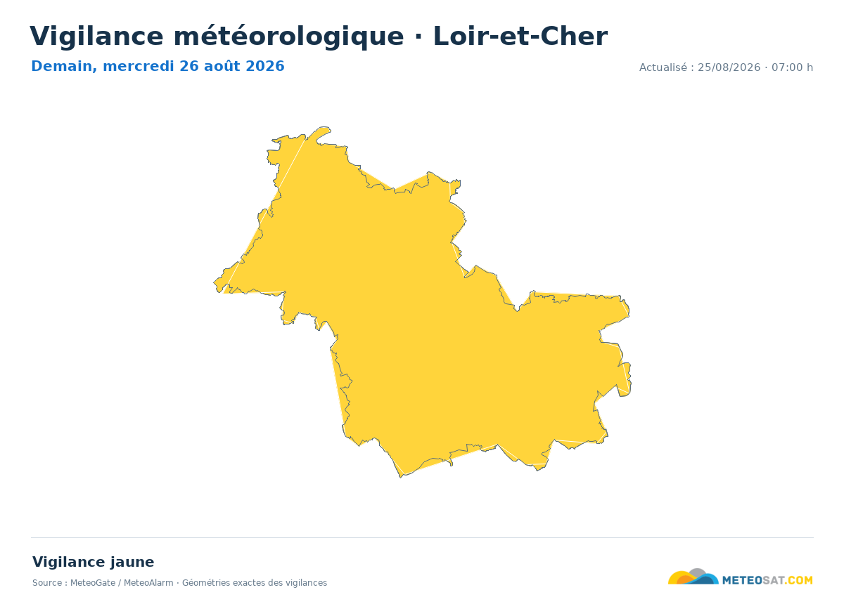 Carte de Vigilance météorologique dans Loir-et-Cher