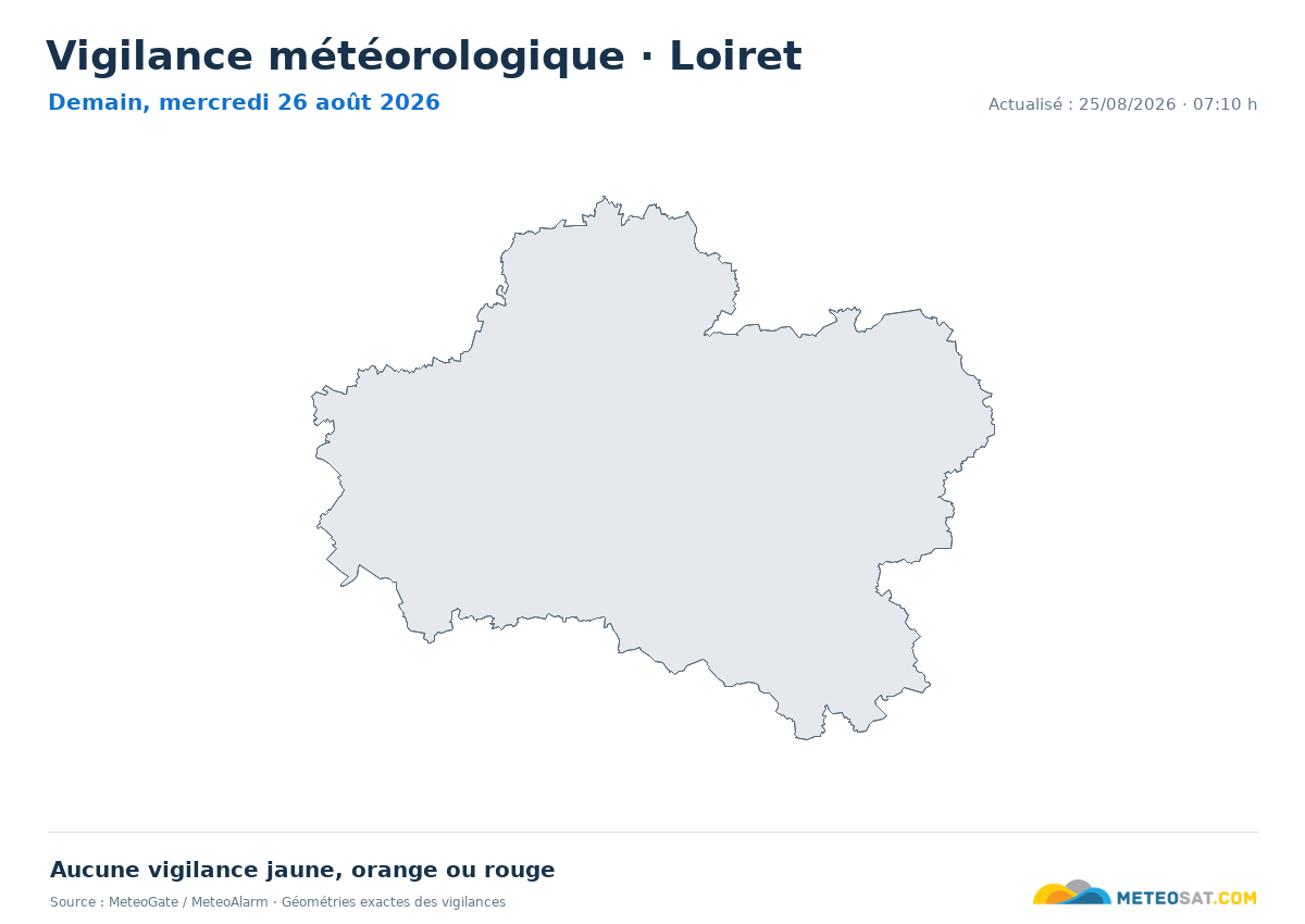 Carte de Vigilance météorologique dans Loiret