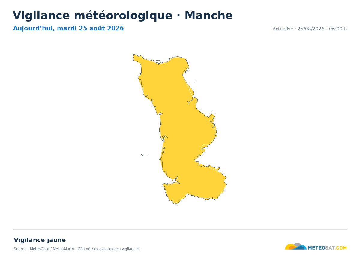 Carte de Vigilance météorologique dans Manche