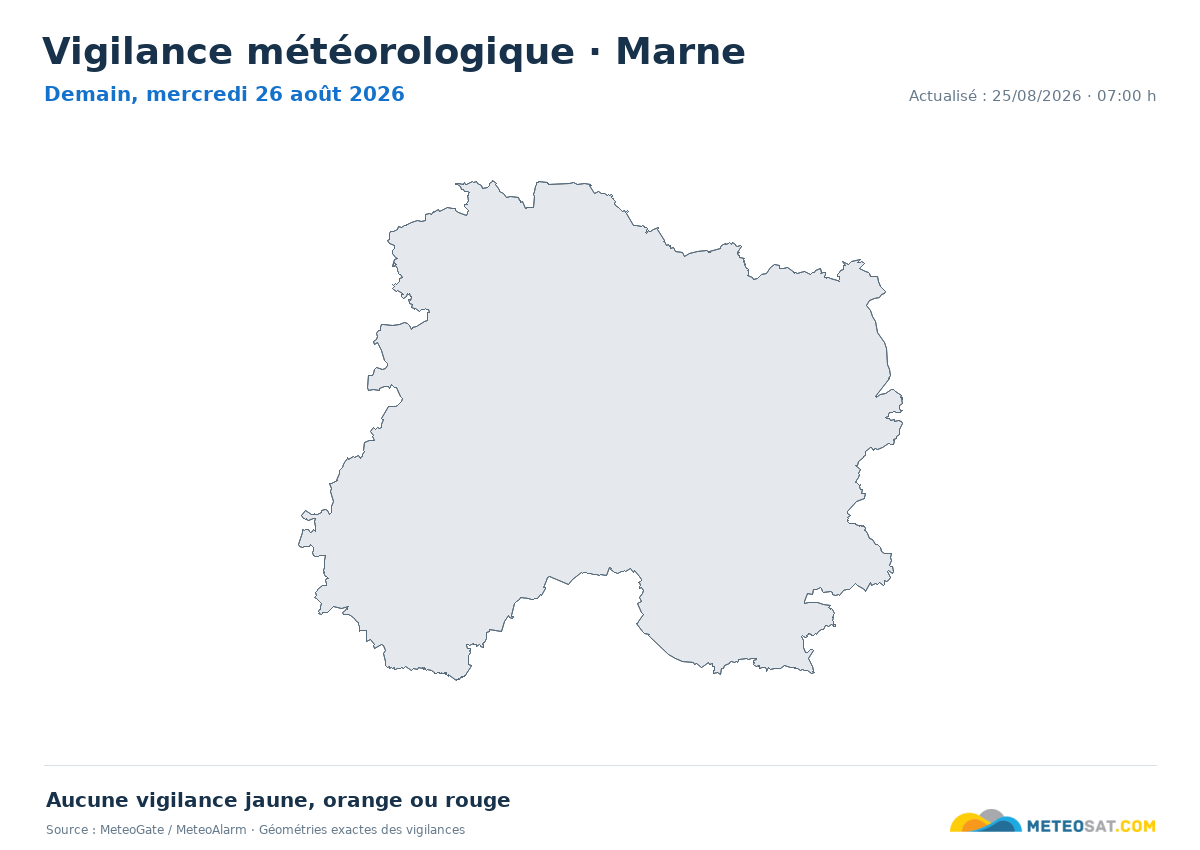 Carte de Vigilance météorologique dans Marne