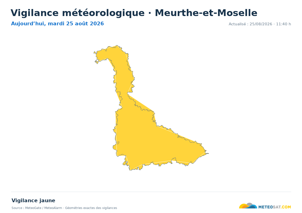 Carte de Vigilance météorologique dans Meurthe-et-Moselle