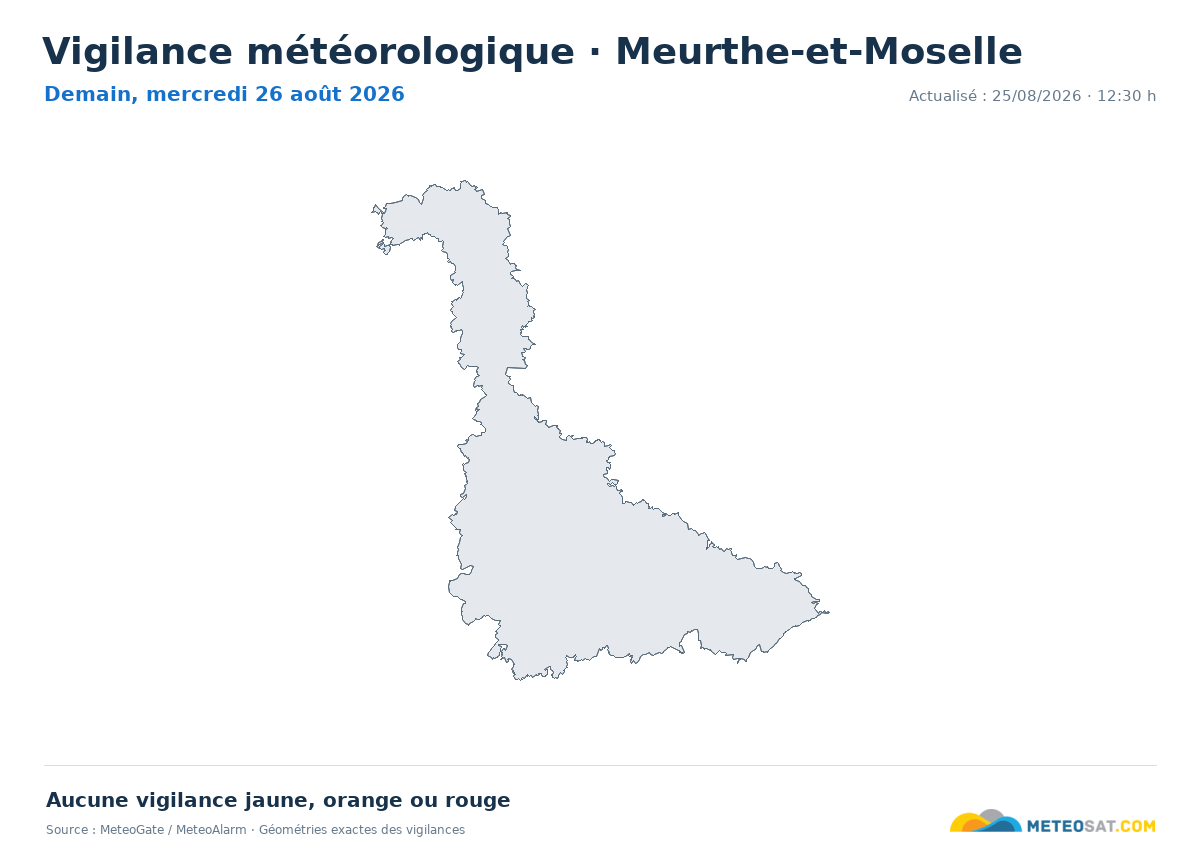 Carte de Vigilance météorologique dans Meurthe-et-Moselle