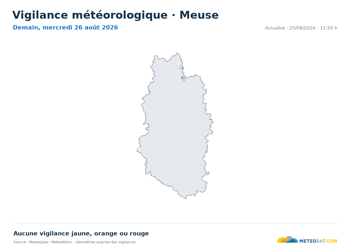 Carte de Vigilance météorologique dans Meuse