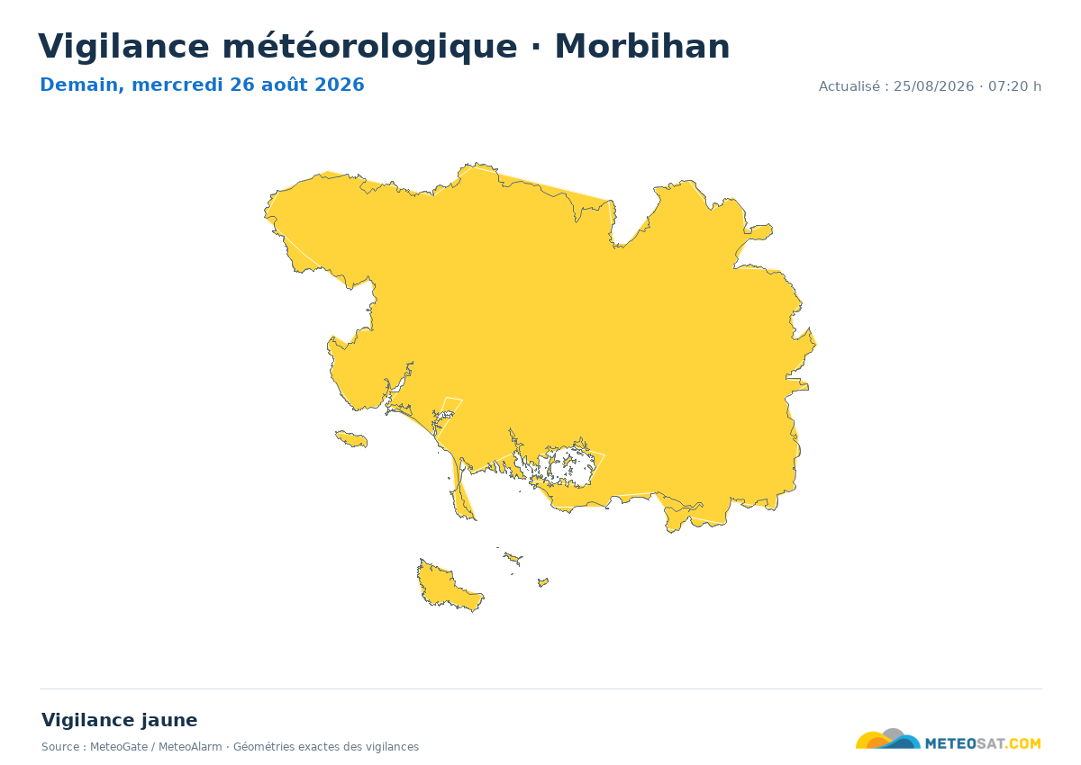 Carte de Vigilance météorologique dans Morbihan