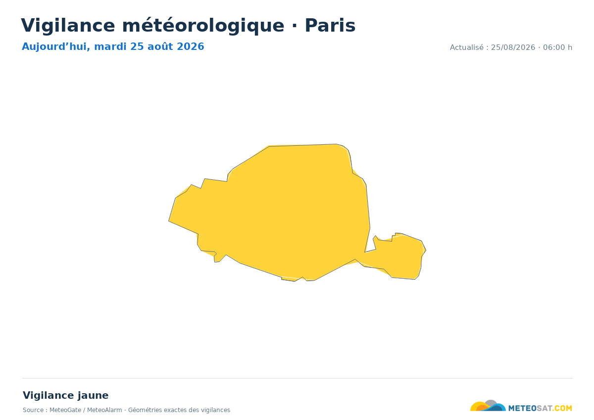 Carte de Vigilance météorologique dans Paris
