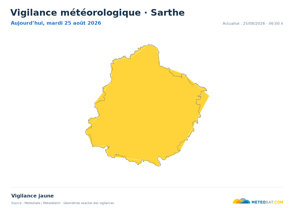 Carte de Vigilance météorologique dans Sarthe