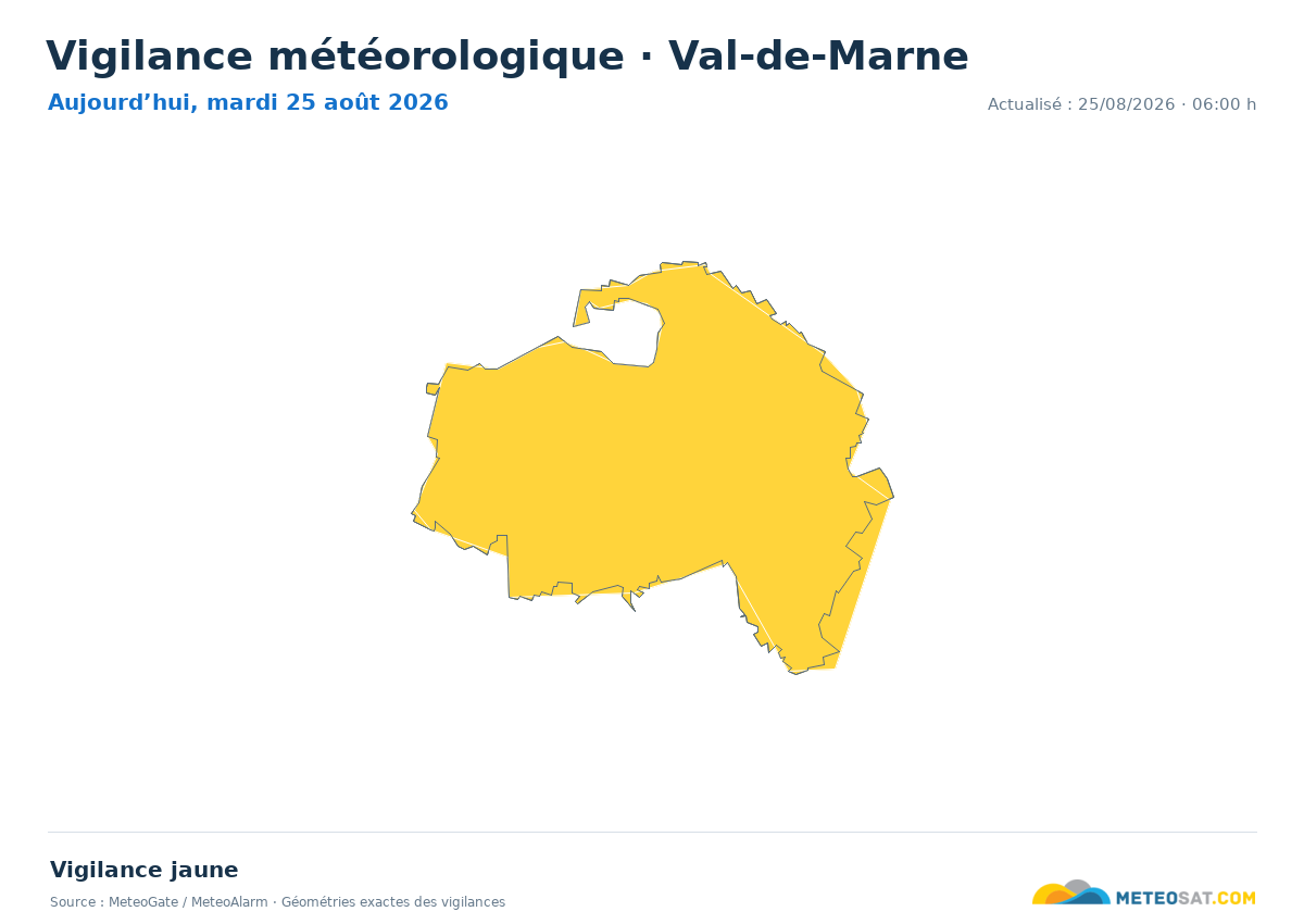 Carte de Vigilance météorologique dans Val-de-Marne
