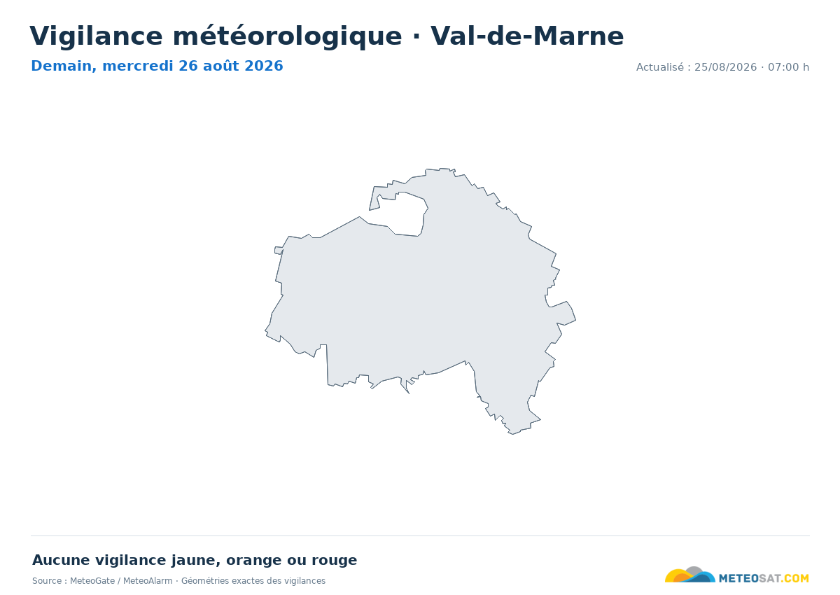 Carte de Vigilance météorologique dans Val-de-Marne