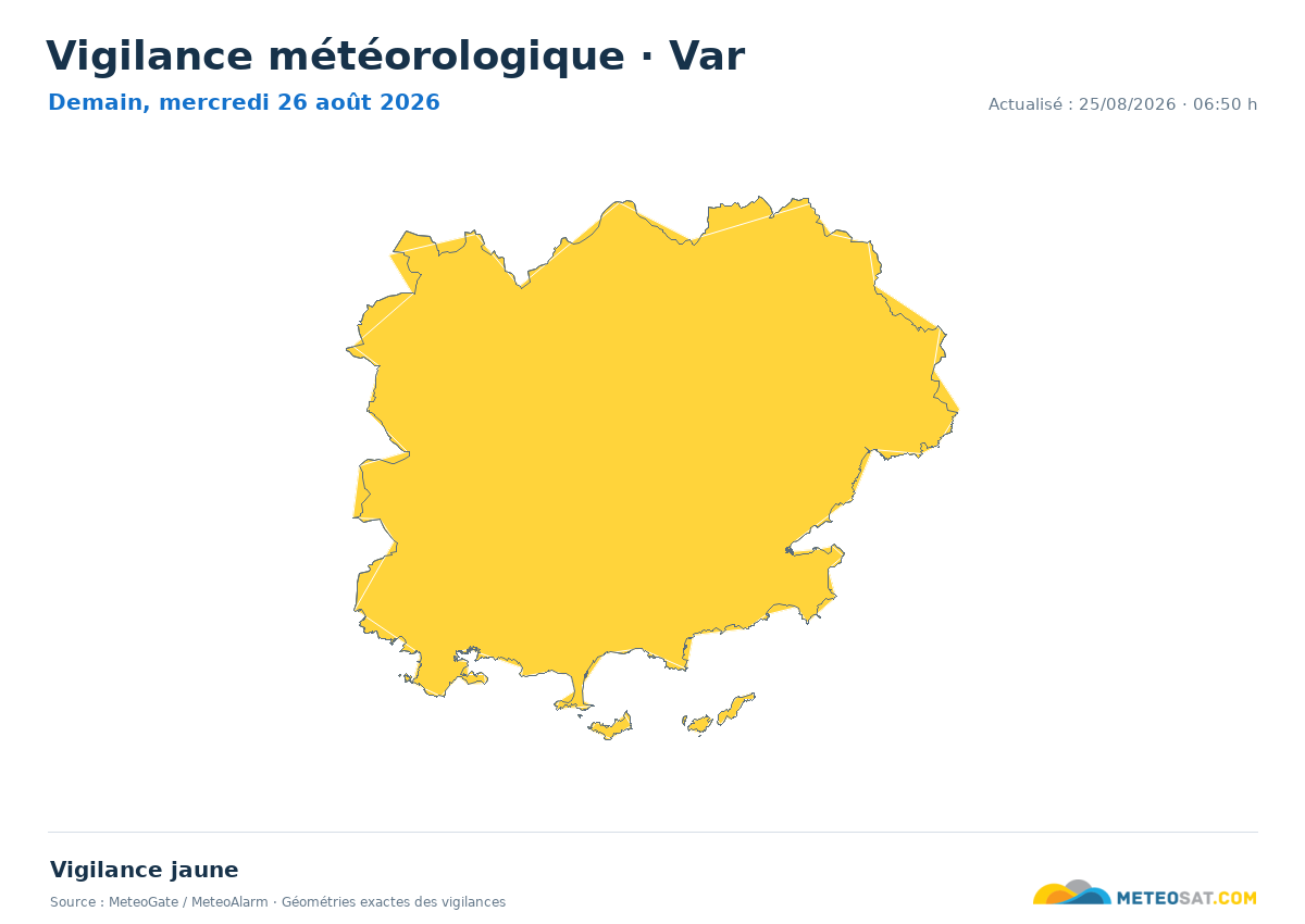 Carte de Vigilance météorologique dans Var