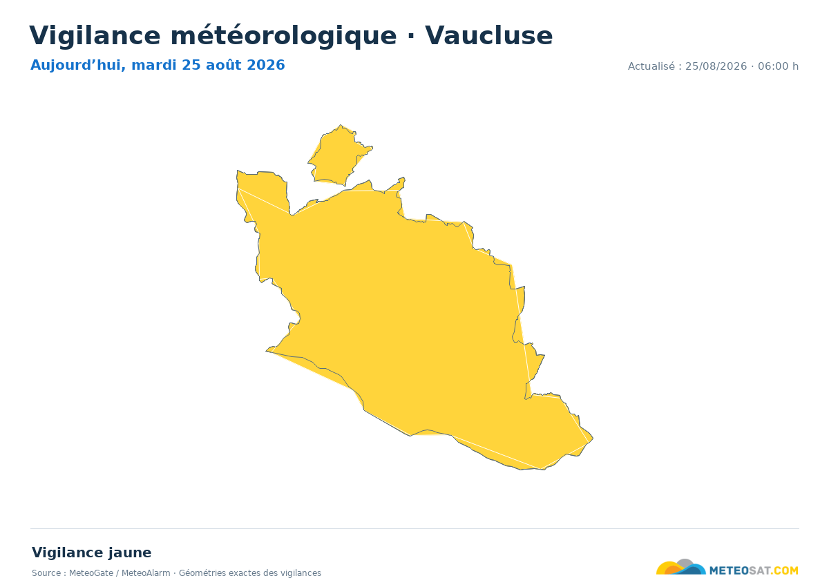 Carte de Vigilance météorologique dans Vaucluse