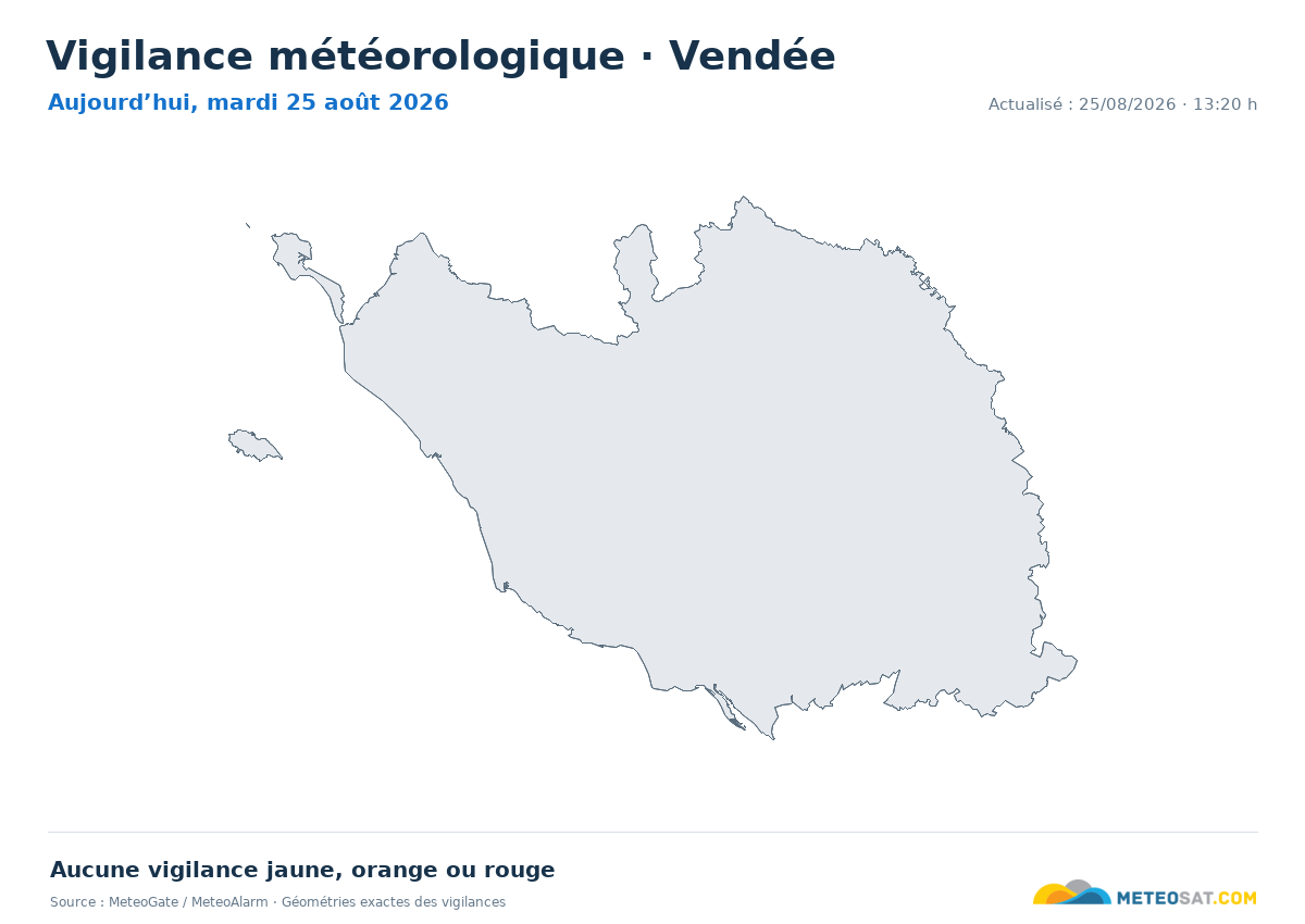 Carte de Vigilance météorologique dans Vendée