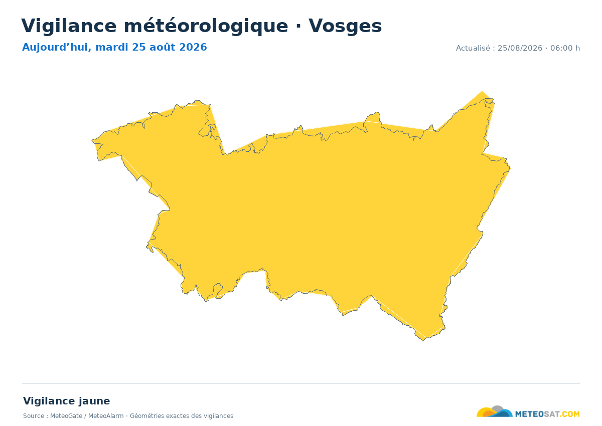 Carte de Vigilance météorologique dans Vosges