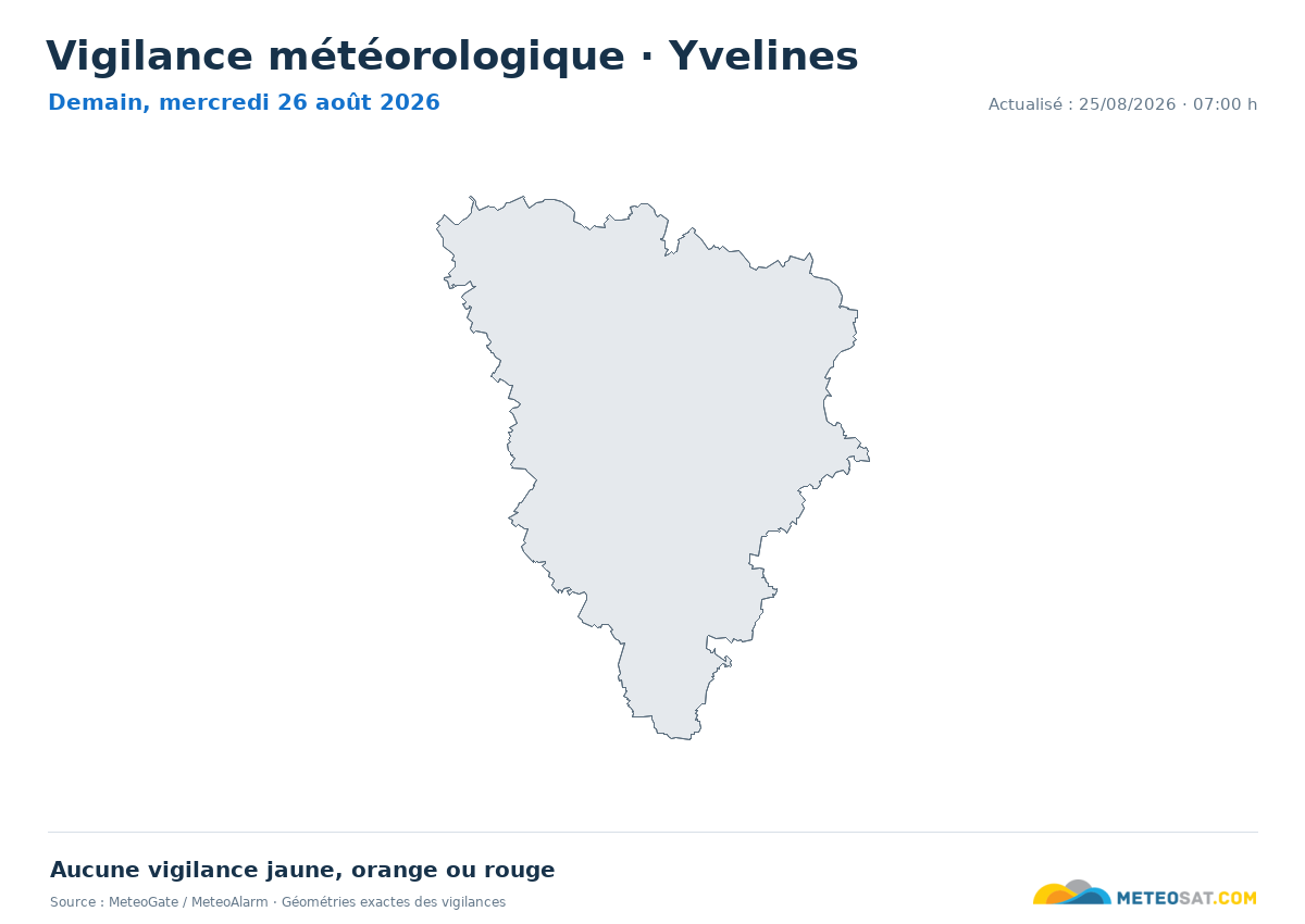 Carte de Vigilance météorologique dans Yvelines
