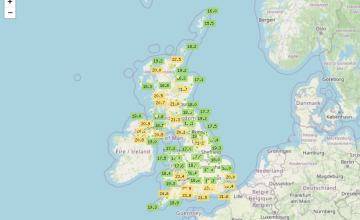 Current weather conditions in the United Kingdom
