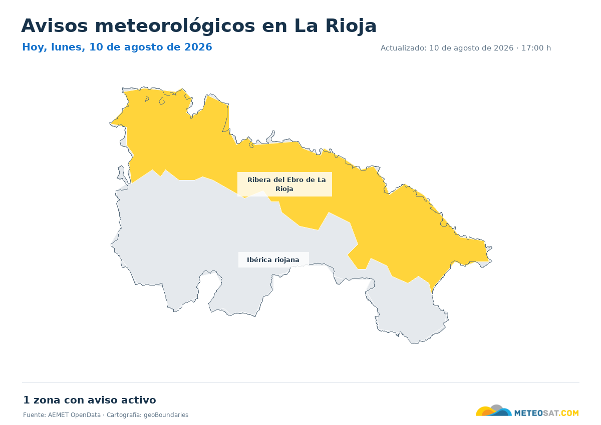 Mapa de avisos meteorol�gicos de AEMET en la provincia de La Rioja para hoy